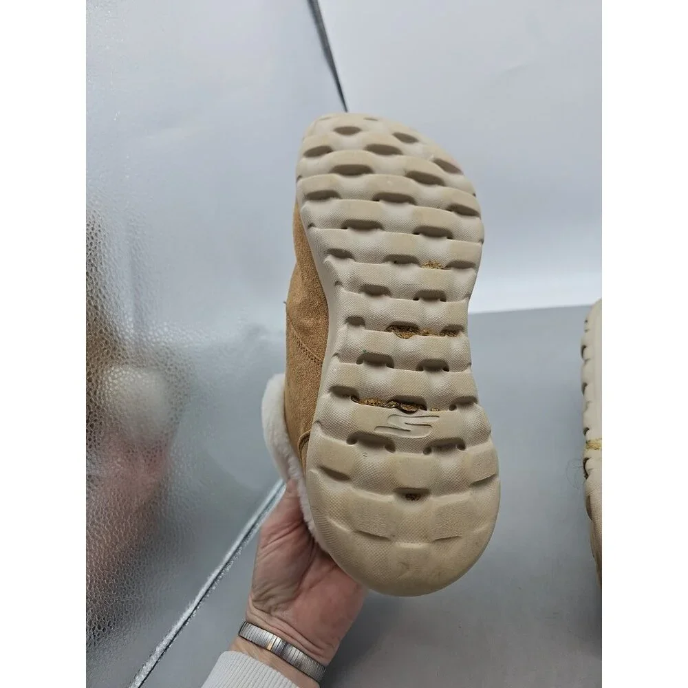 Skechers Air Cooled Goga Mat Tan Suede Leather‎ Fur Lined Chakka Boots Size 10 - Picture 5 of 7